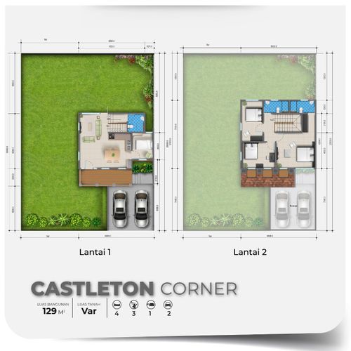 foto denah rumah tipe CASTLETON CORNER perumahan ROYAL TAJUR RESIDENCE, CLUSTER AVEBURY