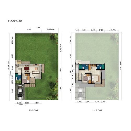 foto denah rumah tipe HAMPTON COUPLE perumahan ROYAL TAJUR RESIDENCE, CLUSTER THE BRADFIELD