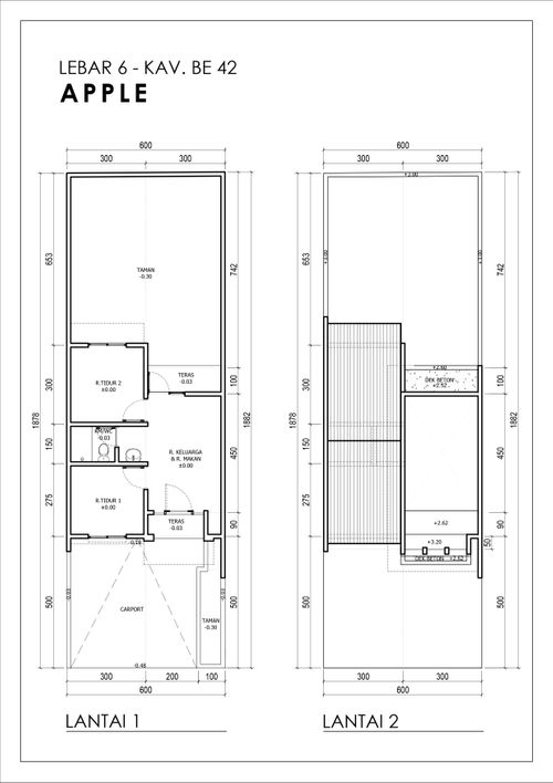 foto denah rumah tipe APPLE - BE 42 (2022) perumahan GRAND HARVEST