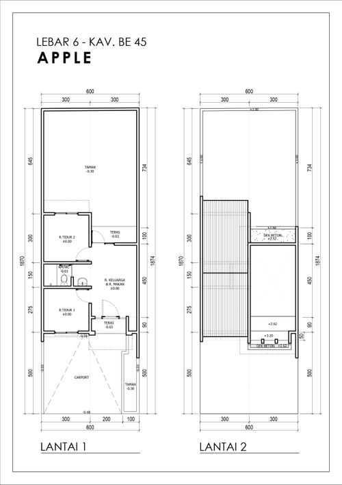 foto denah rumah tipe APPLE - BE 45 (2022) perumahan GRAND HARVEST