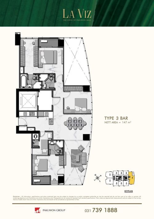 foto denah rumah tipe 3 BAR perumahan LA VIZ