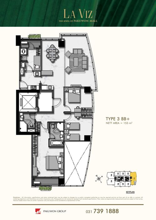 foto denah rumah tipe 3 BB+ perumahan LA VIZ