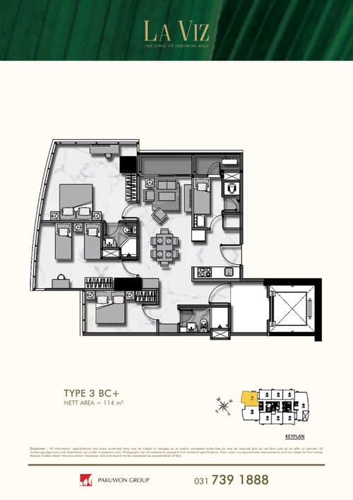 foto denah rumah tipe 3 BC+ perumahan LA VIZ