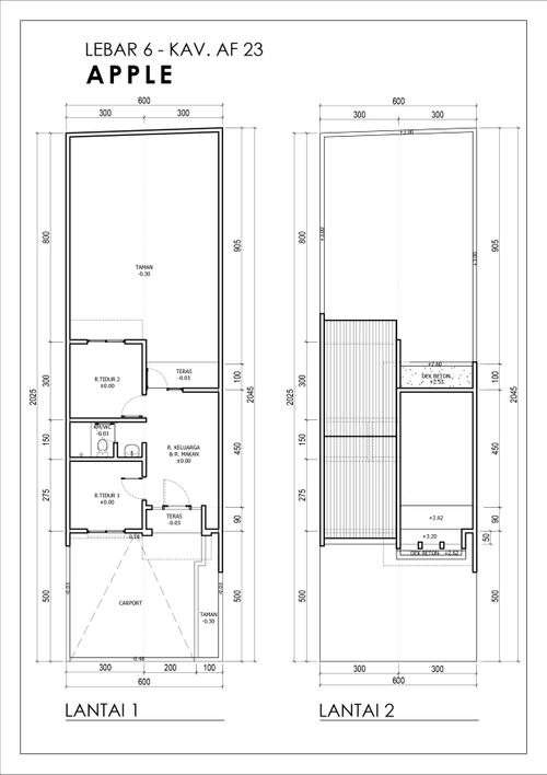 foto denah rumah tipe APPLE - AF 23 (2022) perumahan GRAND HARVEST
