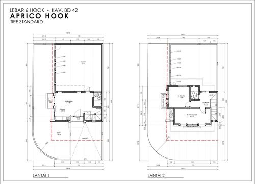 foto denah rumah tipe APRICO HOOK STD - BD 42 (2022) perumahan GRAND HARVEST
