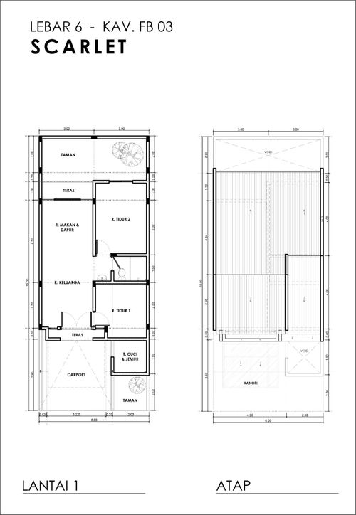 foto denah rumah tipe SCARLET (2022) perumahan GRAND SUNRISE