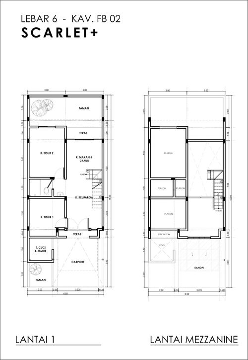 foto denah rumah tipe SCARLET+ (2022) perumahan GRAND SUNRISE