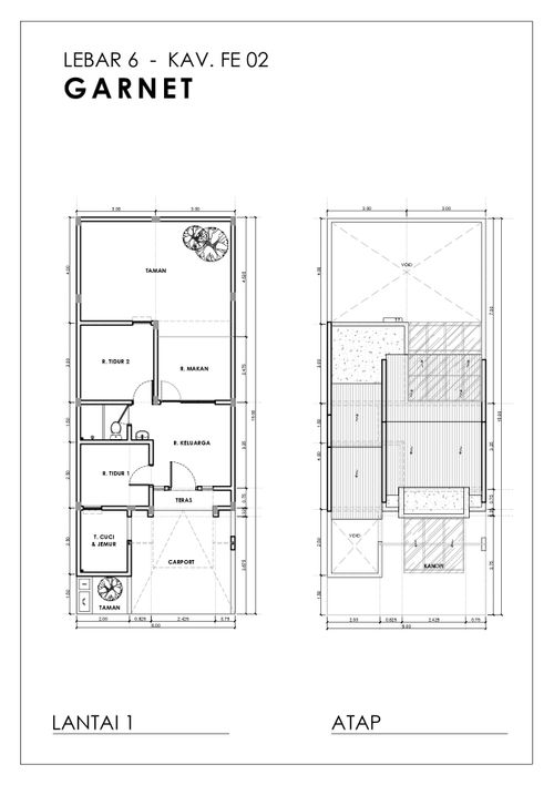 foto denah rumah tipe GARNET (2022) perumahan GRAND SUNRISE