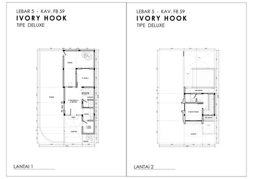 foto denah rumah tipe IVORY DLX HOOK - FB 59 (2022) perumahan GRAND SUNRISE