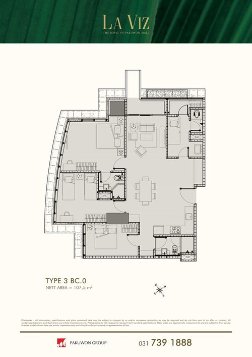 foto denah rumah tipe 3 BC.0 perumahan LA VIZ