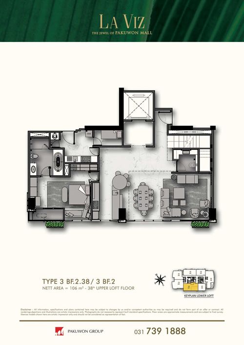 foto denah rumah tipe 3 BF.2.38 / 3 BF.2 perumahan LA VIZ