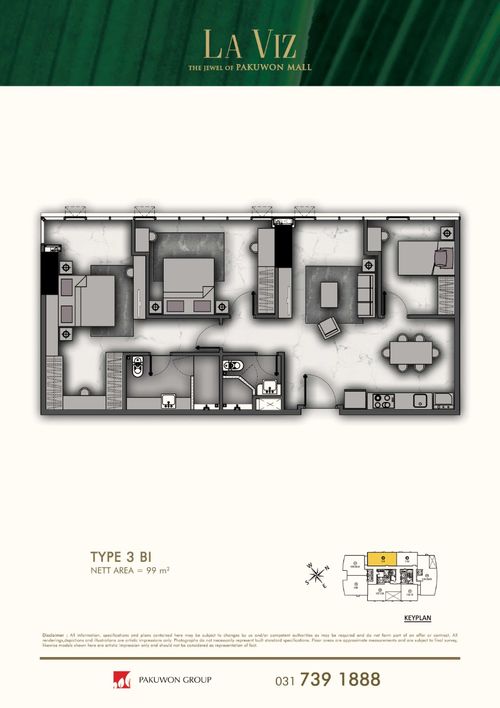 foto denah rumah tipe 3 BI perumahan LA VIZ