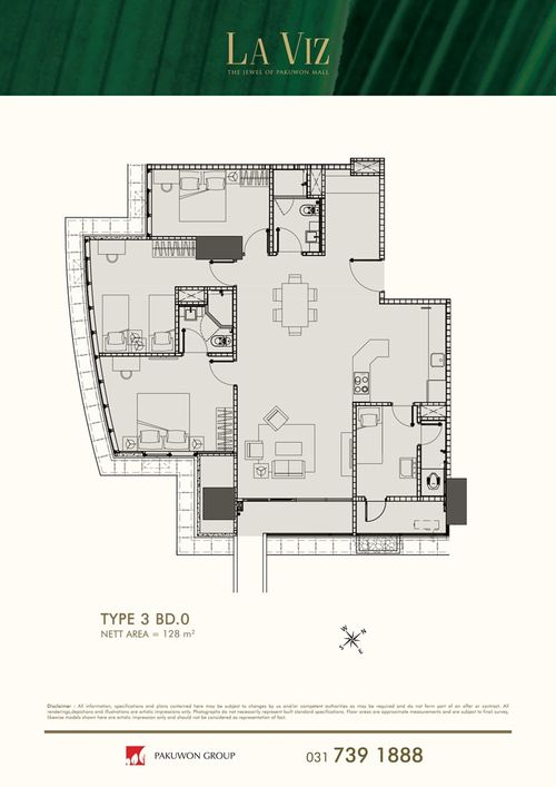foto denah rumah tipe 3 BD.0 perumahan LA VIZ