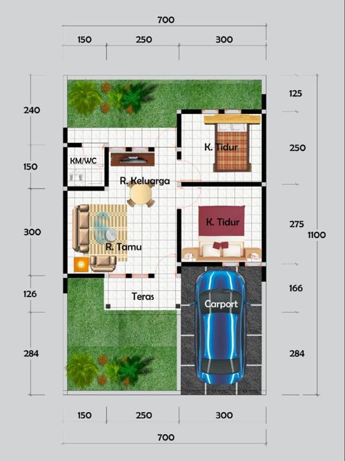 foto denah rumah tipe 36/77 perumahan GRAHA CIBEREM INDAH