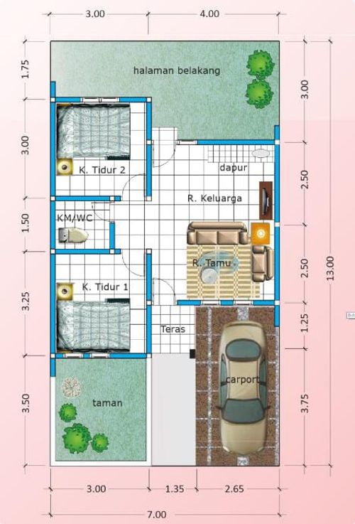 foto denah rumah tipe 45/90 perumahan New Grand Residence Karangsari