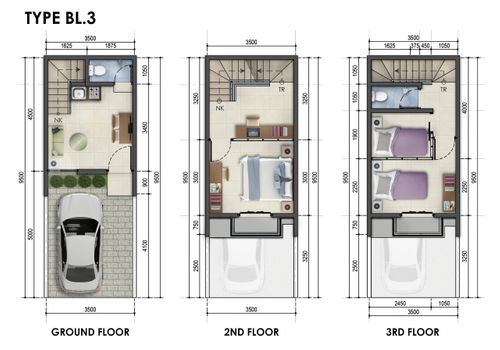 foto denah rumah tipe BL 3 Hook perumahan Duta Indah Residence 3
