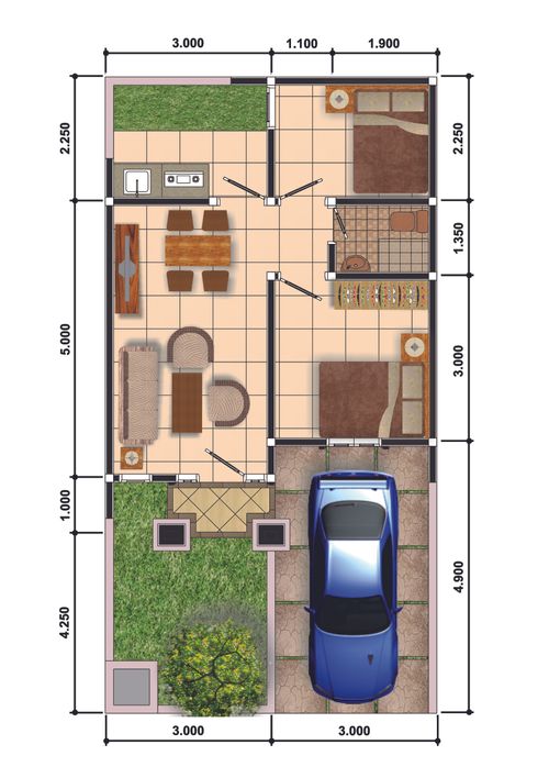 foto denah rumah tipe 36/102 perumahan Grand Victoria 1