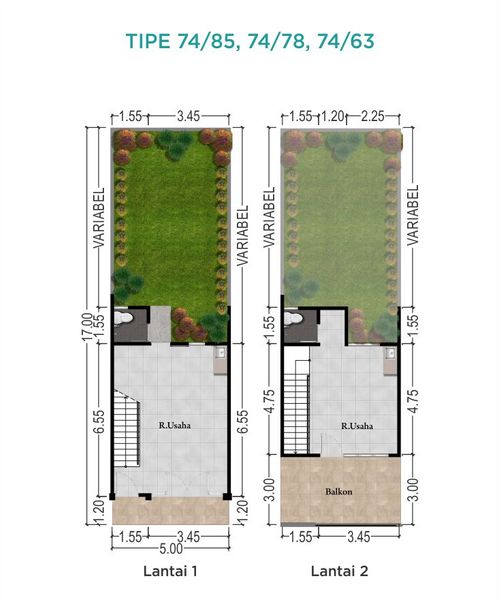 foto denah rumah tipe Ruko 74  63 perumahan RUKO GREEN ARA