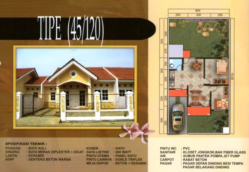 foto denah rumah tipe 45/120 perumahan Griya Permata Asri