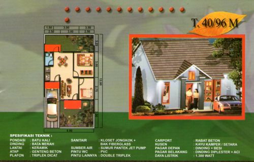foto denah rumah tipe 40/96M perumahan Griya Permata Asri