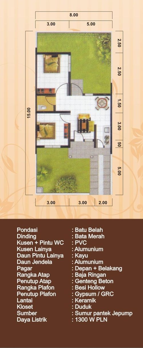 foto denah rumah tipe 45/120M perumahan Griya Permata Asri