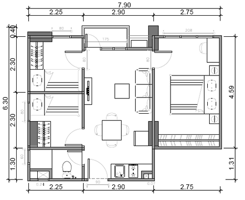 foto denah rumah tipe BALSA - 3 BEDROOM perumahan APARTEMEN PODOMORO GOLF VIEW