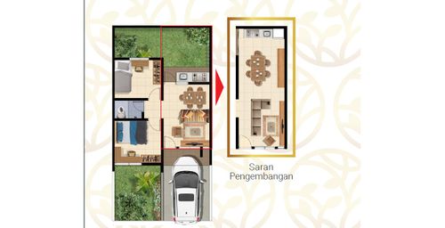 foto denah rumah tipe BOTANICA 34/72 (T1) perumahan GRAND TENJO RESIDENCE