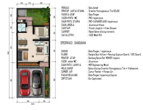 foto denah rumah tipe 30/70 perumahan Taman Krakatau - Margatani