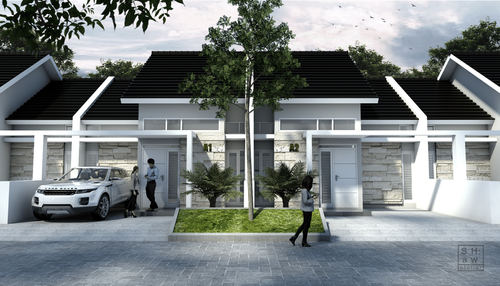 foto tampak rumah tipe 52 perumahan Mutiara Awangga