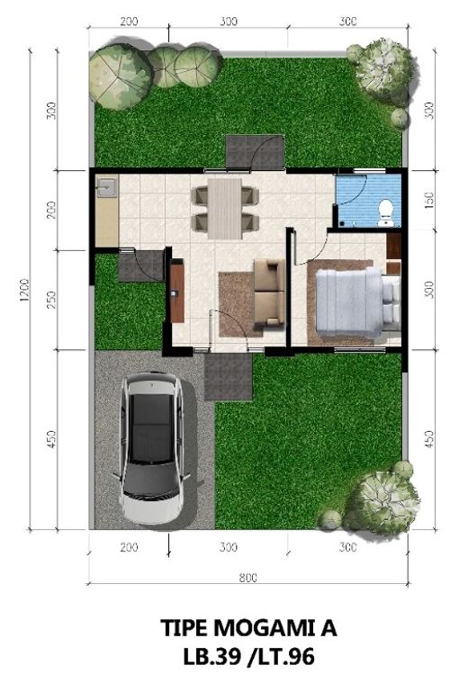 foto denah rumah tipe MOGAMI A perumahan CITRAHARMONI - CLUSTER RIVERSIDE
