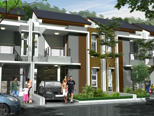 foto tampak rumah tipe 85 perumahan THE GREEN WALINI