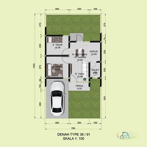 foto denah rumah tipe 36/82 perumahan Indah Sejahtera Golf Residence