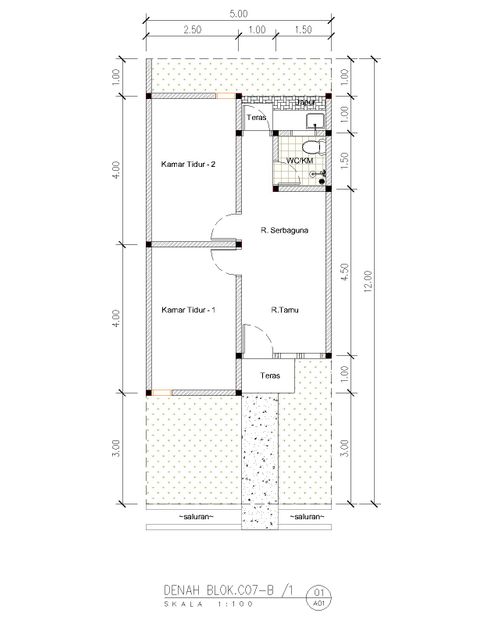 foto denah rumah tipe C07B-1 perumahan Kepuren Residence (Kepuren)