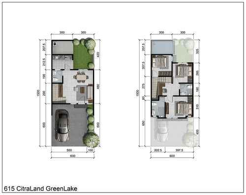 foto denah rumah tipe Onega E perumahan CITRALAND THE GREENLAKE SURABAYA