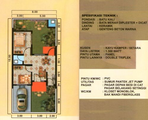 foto denah rumah tipe 45/120 M perumahan TAMAN KRAKATAU - WARINGINKURUNG