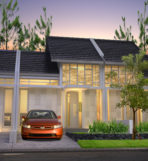 foto tampak rumah tipe CADENSIA perumahan DE CASSABLANCA RESIDENCE