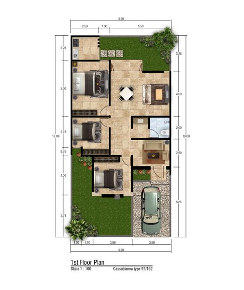 foto denah rumah tipe ARANDA perumahan DE CASSABLANCA RESIDENCE