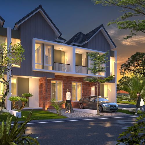 foto tampak rumah tipe BEVERLY HOOK perumahan DE CASSABLANCA RESIDENCE