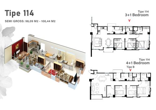 foto denah rumah tipe 3BR+1 perumahan Summarecon Bekasi - The Primrose Condovilla