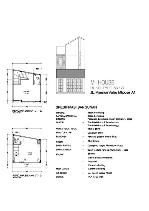 foto denah rumah tipe Mhouse A-1 perumahan The Araya