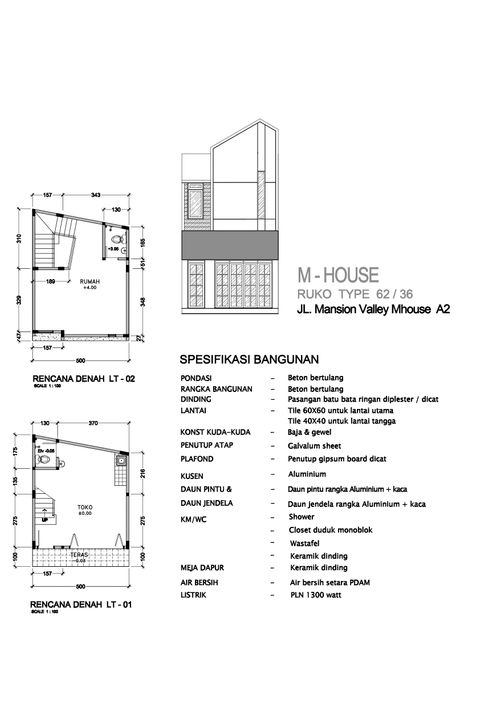 foto denah rumah tipe Mhouse A-2 perumahan The Araya