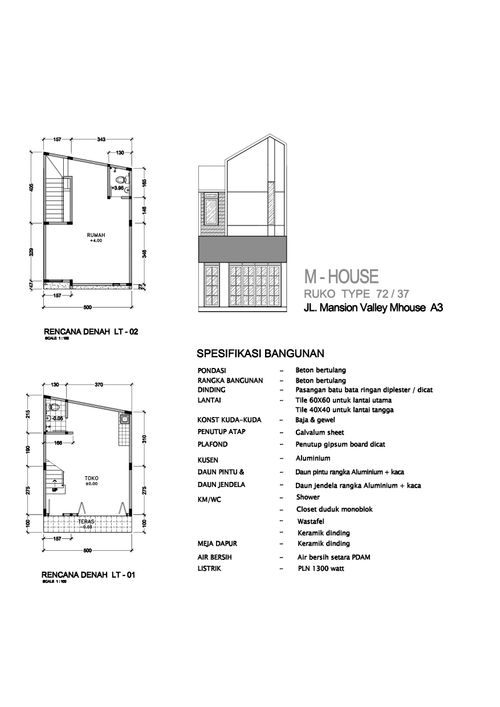 foto denah rumah tipe Mhouse A-3 perumahan The Araya