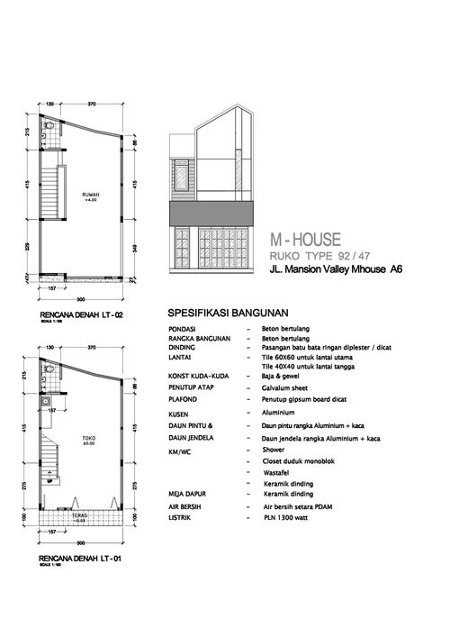 foto denah rumah tipe Mhouse A-6 perumahan The Araya