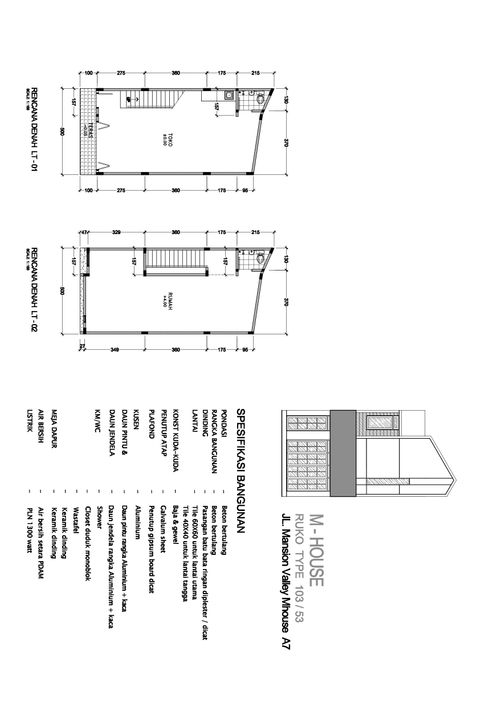 foto denah rumah tipe Mhouse A-7 perumahan The Araya