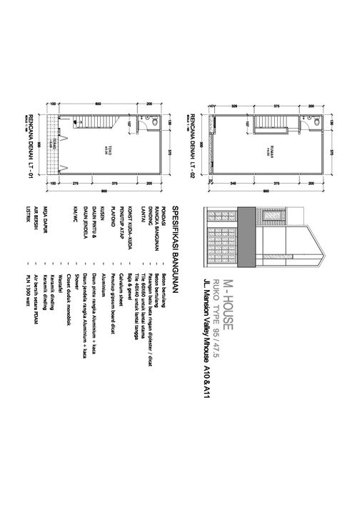 foto denah rumah tipe Mhouse A-11 perumahan The Araya
