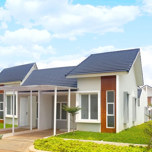 foto tampak rumah tipe CASABLANCA 45/78 (MAR 22) perumahan PANJIBUWONO RESIDENCE