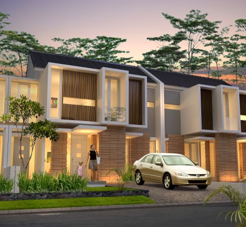 foto tampak rumah tipe GUSMANIA perumahan DE CASSABLANCA RESIDENCE