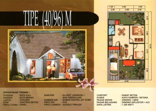 foto denah rumah tipe 40/96 M perumahan TAMAN KRAKATAU - WARINGINKURUNG