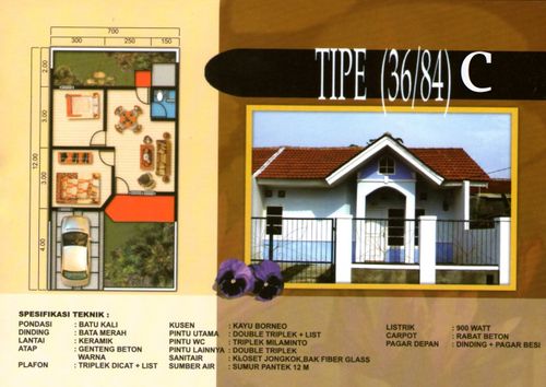 foto denah rumah tipe 36/84 C perumahan TAMAN KRAKATAU - WARINGINKURUNG