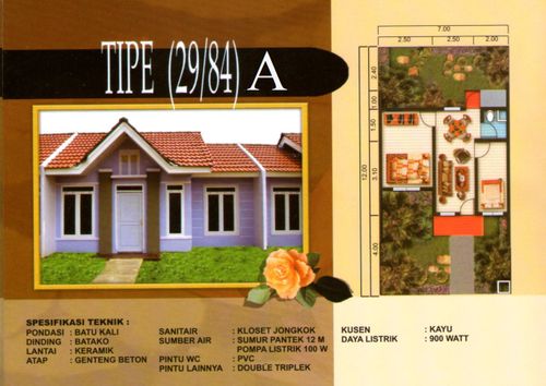 foto denah rumah tipe 29/84 A perumahan TAMAN KRAKATAU - WARINGINKURUNG